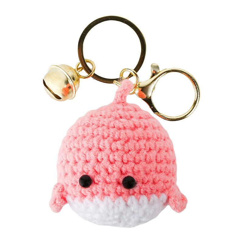 クリエイティブウールかぎ針編みクジラキーホルダーかわいい漫画小さな新鮮なキーホルダーカップルバッグぬいぐるみペンダント|undefined