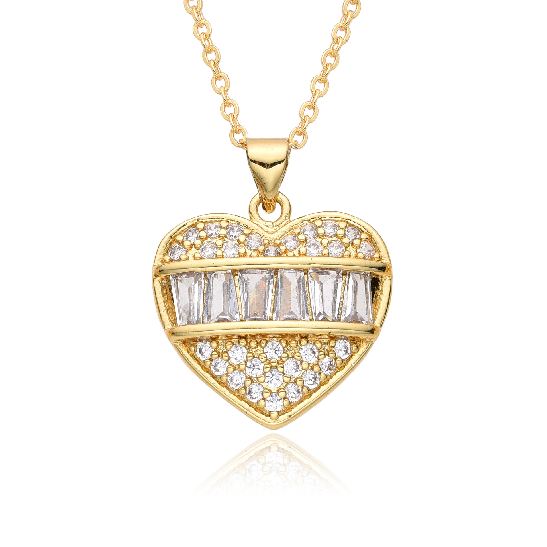 12g Weight Copper Pendant Material Zircon Inlay Material Pendant Necklace Classification Copper Chain Material 1 Piece Quantity Holiday, Daily Occasion Copper Material Heart Shape Pattern Women's Gender Inlay Design Casual, Simple Style Style Copper Inlay Heart Shape Zircon Pendant Necklace 4