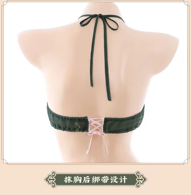 Dunhuang Apsara Hanfu Cosplay Lingerie Set, Black Mesh with Garters, Women’s Pajama Suit — detail image 17
