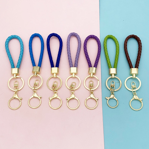 bv rope gold braided leather rope keychain alloy round dragon buckle resin pendant accessories pu car key ring