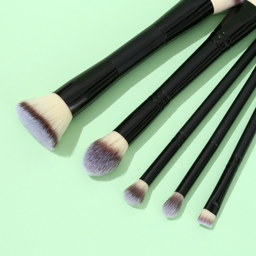 Nuevo conjunto de 5 pinceles de maquillaje de doble cabeza con un conjunto completo de cepillo blush suave en polvo de brillo alto para principiantes herramientas de maquillaje