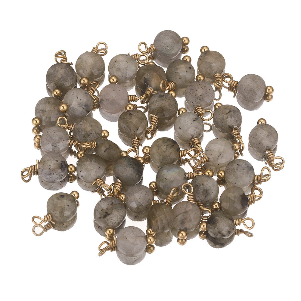 Cruz-frontera europea y americana hecha a mano de piedra natural con cuentas de acero inoxidable colgante accesorios de la joyería DIY en forma de corazón pendientes collar