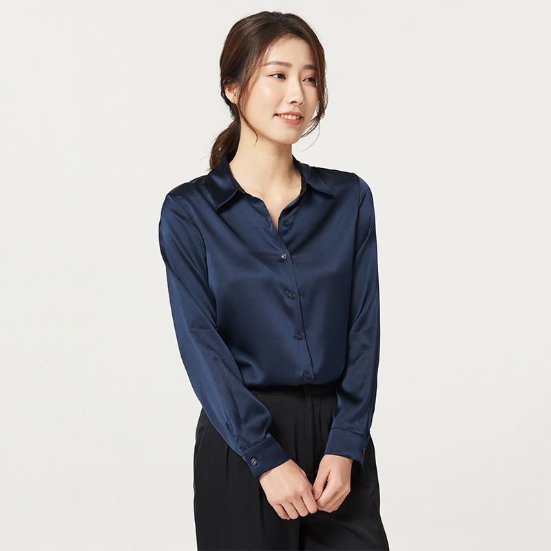 Satin Mulberry Silk Heavyweight Silk Shirt Women's Shirt 2025 New Long-Sleeved Top Work Clothing Pure Color Business Wear Satin Mulberry Silk Heavyweight Silk Shirt Women's Shirt 2025 New Long-Sleeved Top Work Clothing Pure Color Business Wear