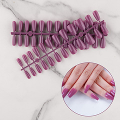 【彩色條裝】小芭蕾梯形歐美亮面指甲貼片假指甲成品24片穿戴指甲