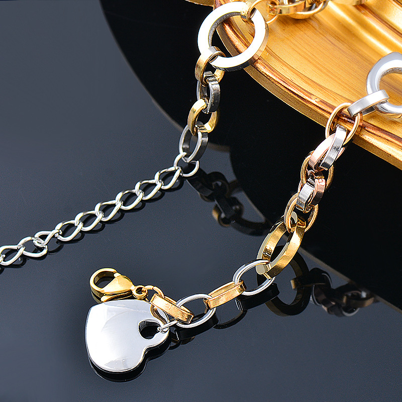 Fashion Heart Shape Titanium Steel Plating Bracelets 1 Piece
