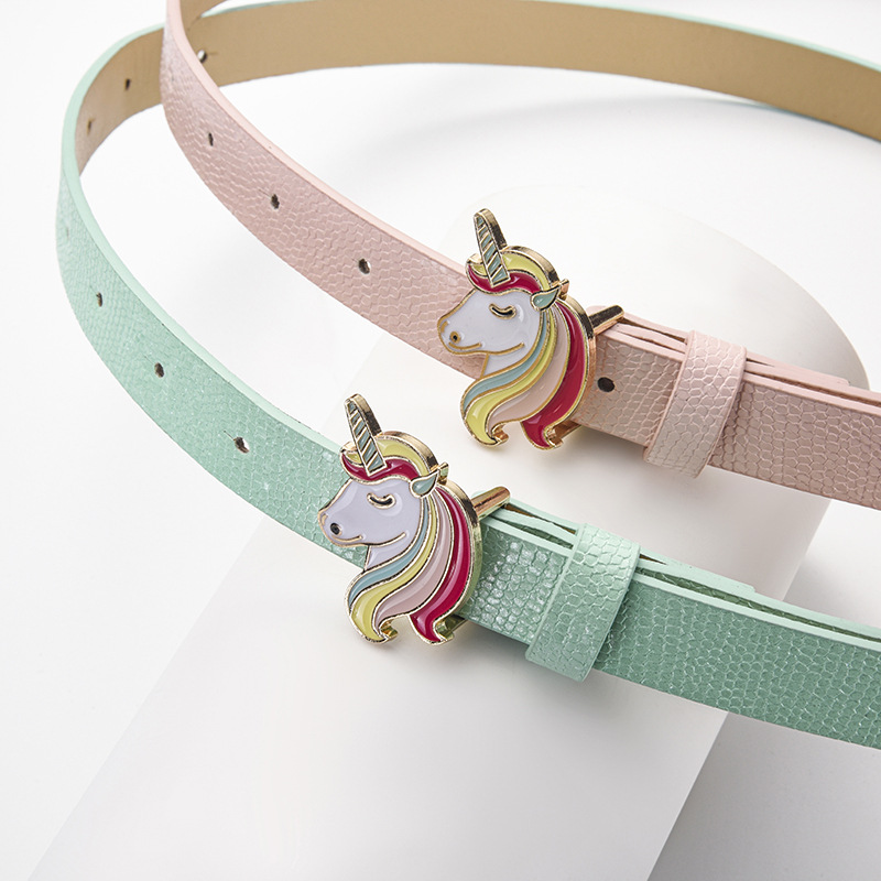 Cinturón Infantil de Unicornio para Niña de Cuero PU con Hebilla de Aleación para Uso Casual image 3