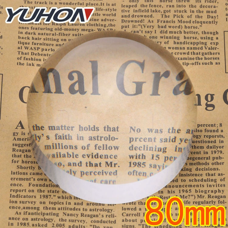 80 мм HD оптический полимерный материал для чтения увеличительное стекло настольное пресс-папье 6 раз Круглый конденсатор