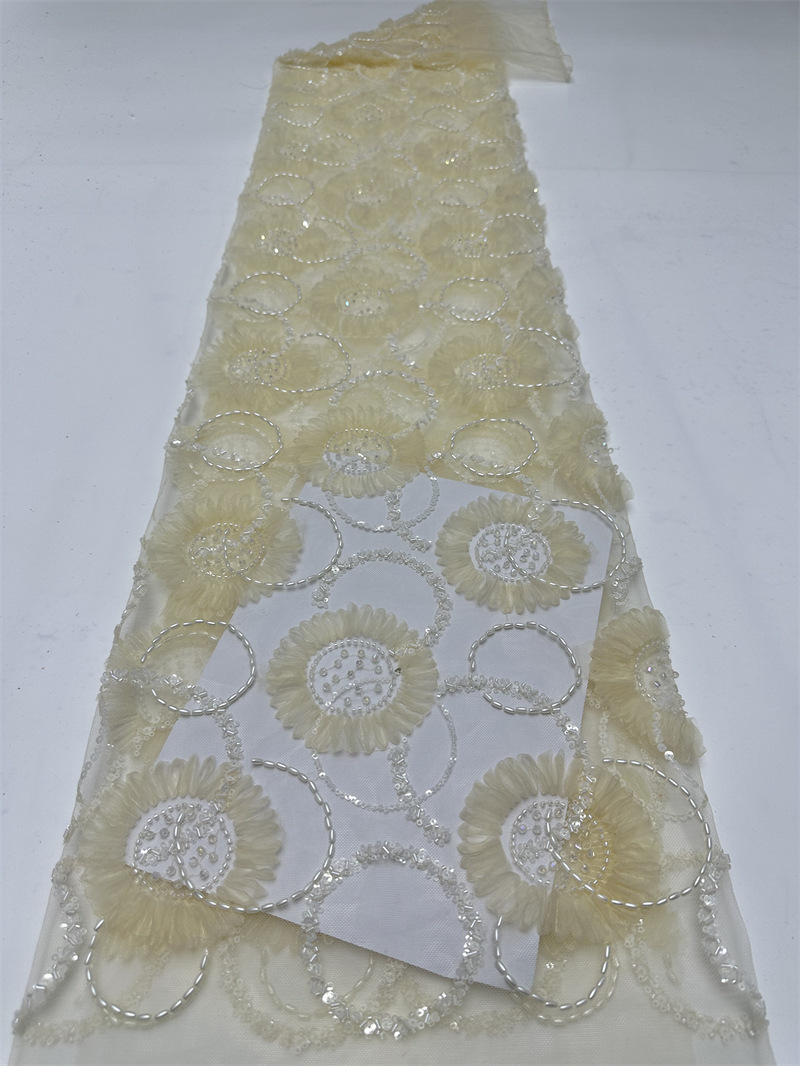 Tejido de bordado de verano círculo con tela bordada vestido de boda moda vestido de escenario vestido de moda tela