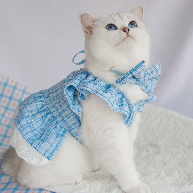 Cute Polyester Plaid Bow Knot Pet Clothing display picture 7