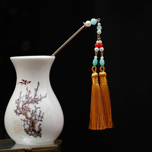 High-end Hanfu headdress for women, Chinese style bridal hairpin, ancient costume, elegant headdress, tassels, versatile accessories