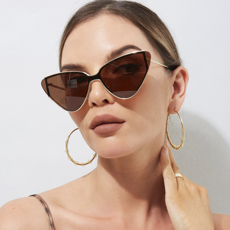 60g Weight Retro Sweet Triangle Ac UV400 Protection Cat Eye Full Frame Women's Sunglasses