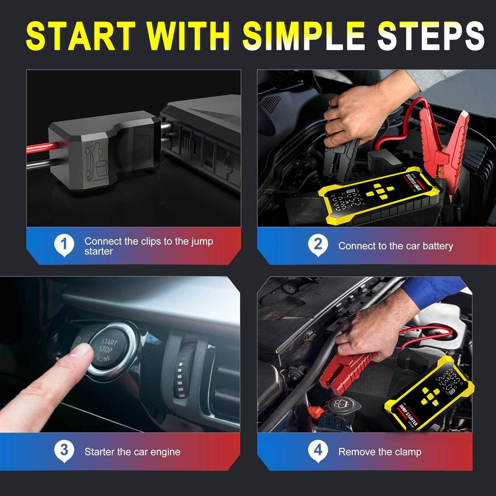 12V Car Emergency Start-Up Smart Battery Clamp Short Circuit Protection Ec5 Smart Clamp High Voltage Protection Low Voltage Protection