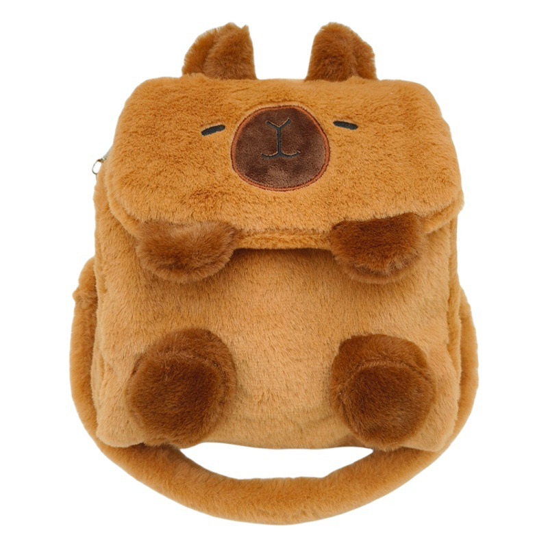 Lindo carpincho felpa mochila 2023 nuevo estudiante multifuncional versátil pequeña mochila bolsa de mensajero para las mujeres