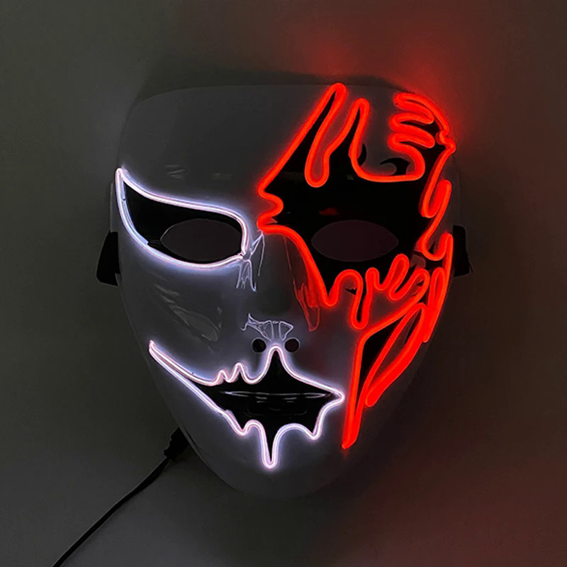 Máscara LED Luminosa de Halloween de Plástico Pintada a Mano para Fiesta