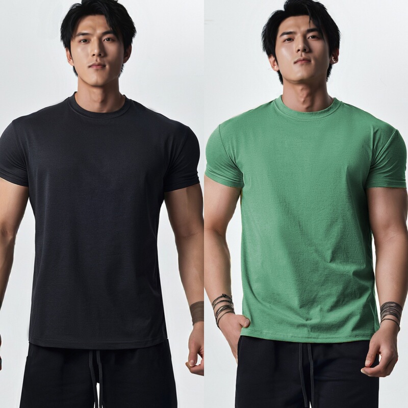 Muscle Fitness GYMARM Trendy Brand Short-sleeved T-shirt Men's Sports Spring and Summer Leisure Slim Running Training Clothes