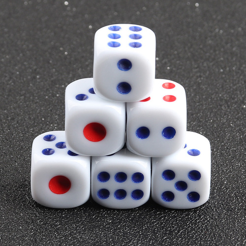 Dice, color dice, shaking dice, 14# colorful white sieve, KTV dice, grain dice, dice cup, entertainment plug, rounded red and blue dot number