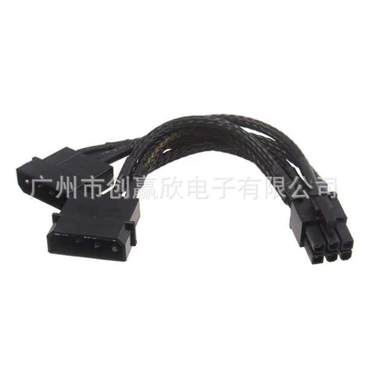 Double large 4pin power supply to square 6Pin graphics card 6p to IDE power cord one minute two D type to graphics card 6p copper wire