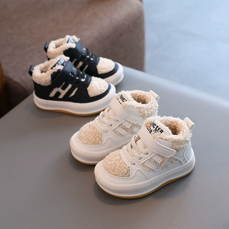 2023 новая зимняя хлопковая обувь для девочек, утолщенная Нескользящая детская обувь на флисовой подкладке, зимние сапоги для мальчиков, Детская Хлопковая обувь