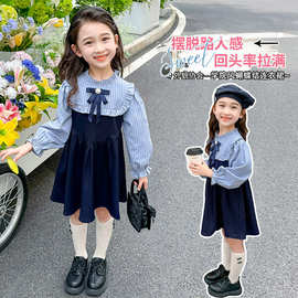 春秋冬季女童婴儿童装中大童潮A字裙连衣裙长袖儿童宝宝2025新款