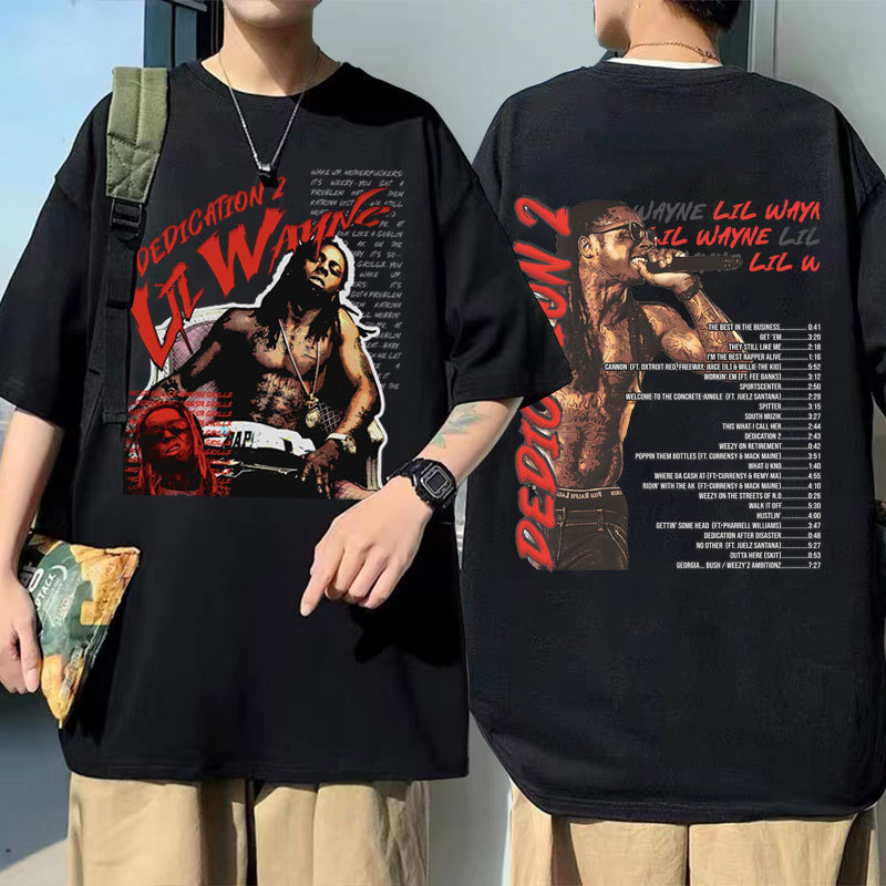 Rapper Lil Wayne Tribute Graphic Print T-Shirt Men Women Fashion Vintage Hip Hop Tee Shirt Men Rapper Lil Wayne Tribute Graphic Print T-Shirt Men Women Fashion Vintage Hip Hop Tee Shirt Men