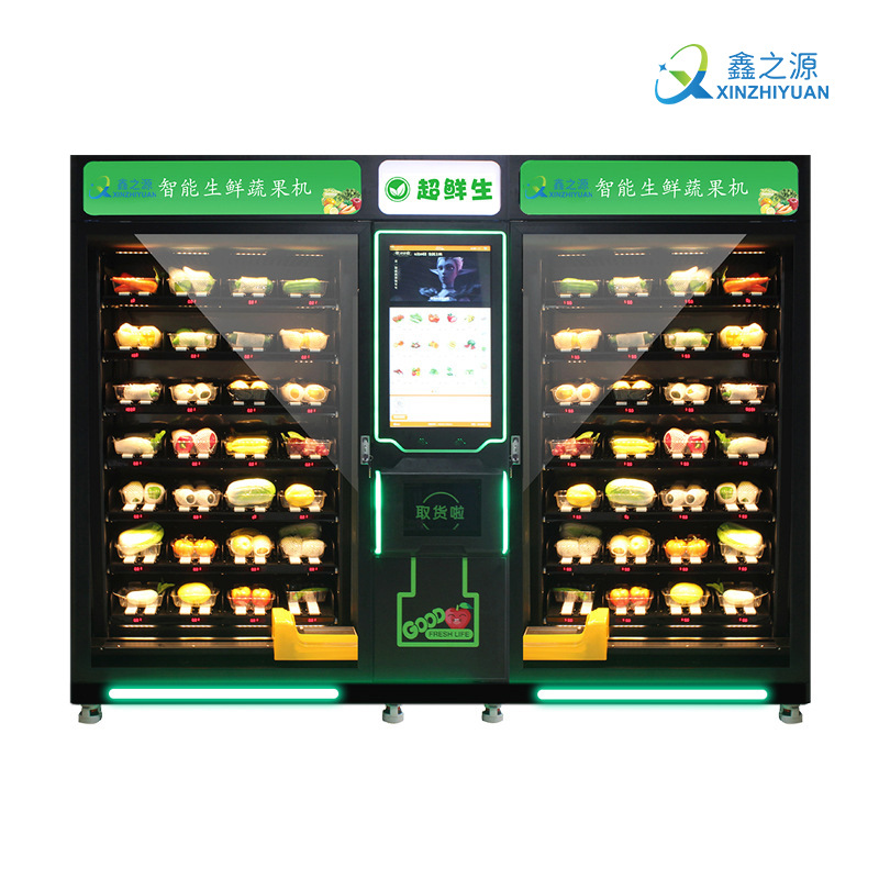 Gabinete automático de productos frescos Máquina expendedora Máquina de alimentos frescos no tripulada Código de escaneo de teléfono móvil Pago de carne y verduras refrigeradas Gabinete inteligente de productos frescos