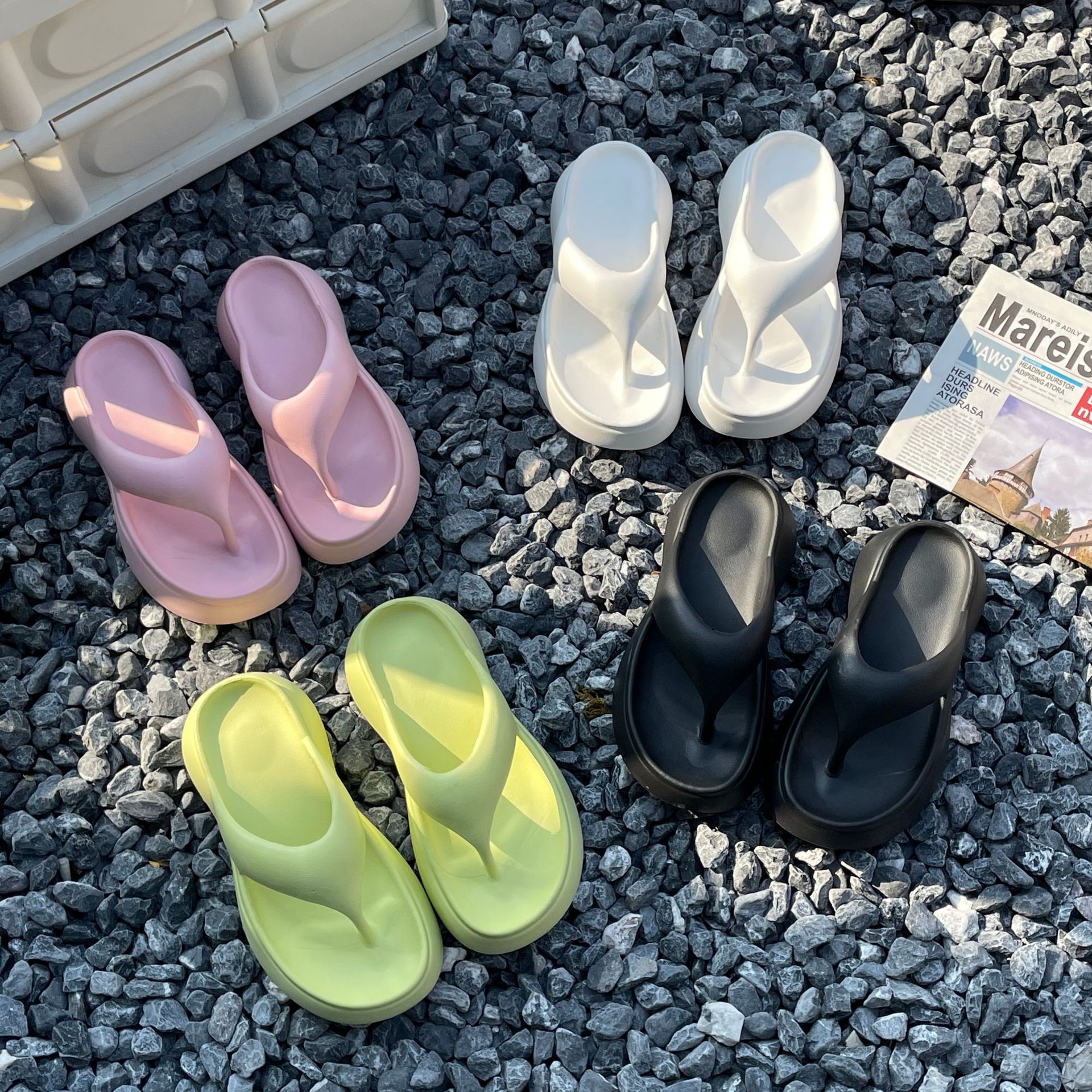 Tawana flip flops women's summer new heightened flip-flops thick flat seaside EVA Beach slippers e-commerce in stock