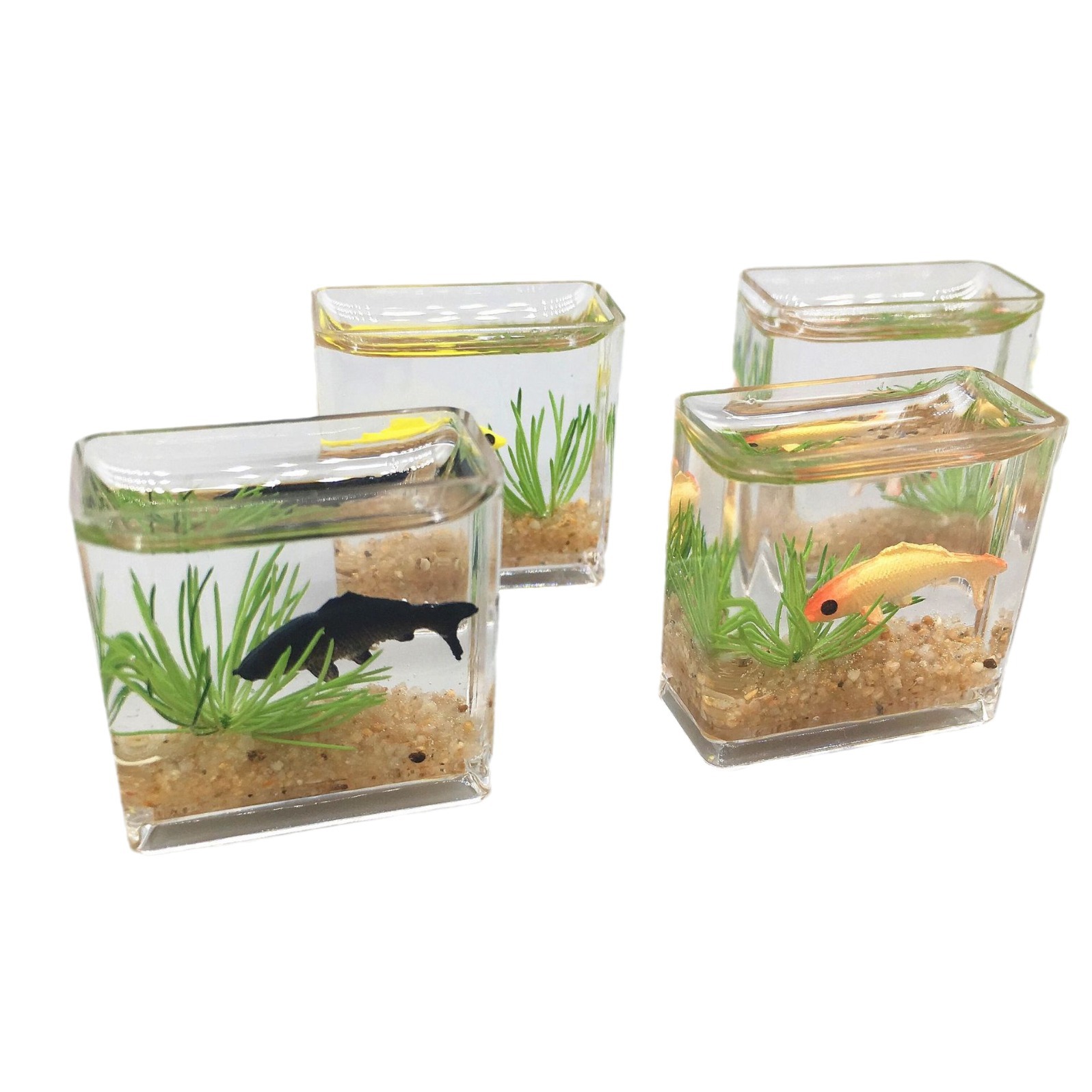 Dollhouse1:12 simulación miniatura mini vidrio koi cilindro cuadrado pecera Dollhouse accesorios hogar modelo