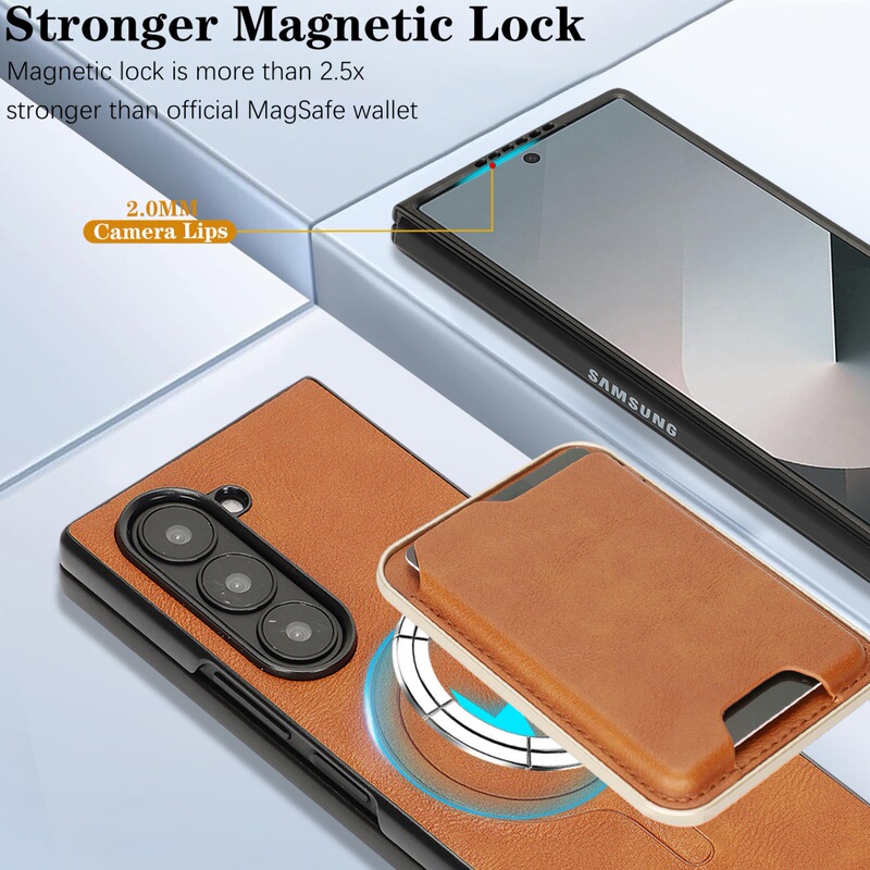 Samsung Z Fold 8 magnetic phone case, ultra-thin, with 7-card slots, Z Flip 6 business-style protective leather case, 2-in-1 design Samsung Z Fold 8 magnetic phone case, ultra-thin, with 7-card slots, Z Flip 6 business-style protective leather case, 2-in-1 design