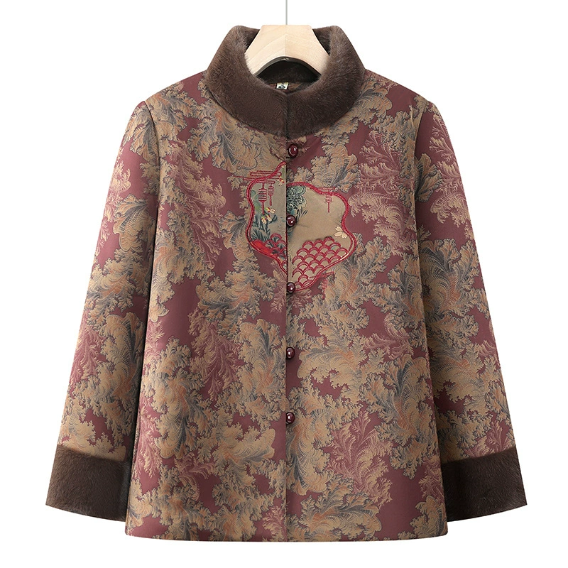 Женская одежда среднего и пожилого возраста плюс бархатная теплая китайская хлопковая куртка в китайском стиле хлопковая куртка бабушки зимняя толстая куртка
