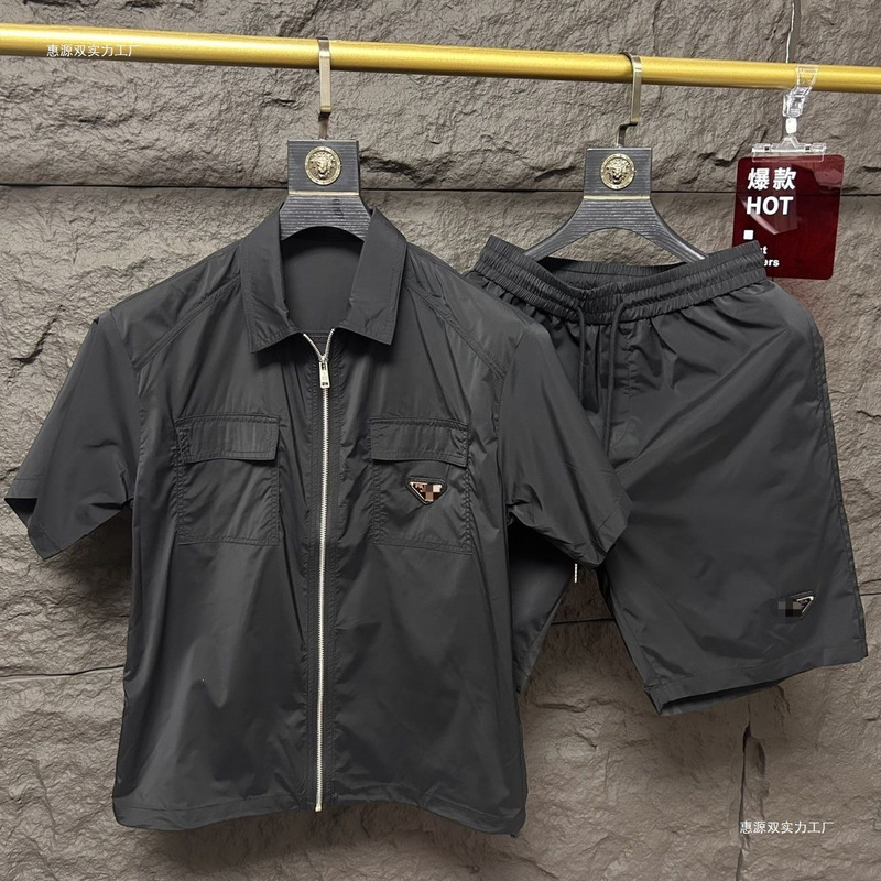 Summer New Style Breathable European-Style Short-Sleeved Fashionable Shorts Casual Suit Men's Two-Piece Set in Stock with Tags Summer New Style Breathable European-Style Short-Sleeved Fashionable Shorts Casual Suit Men's Two-Piece Set in Stock with Tags