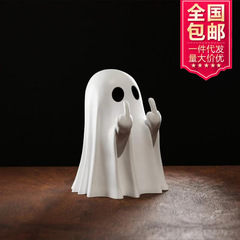 批发/代发新款圣诞节搞怪竖中指幽灵摆件创意可爱桌面装饰品道具