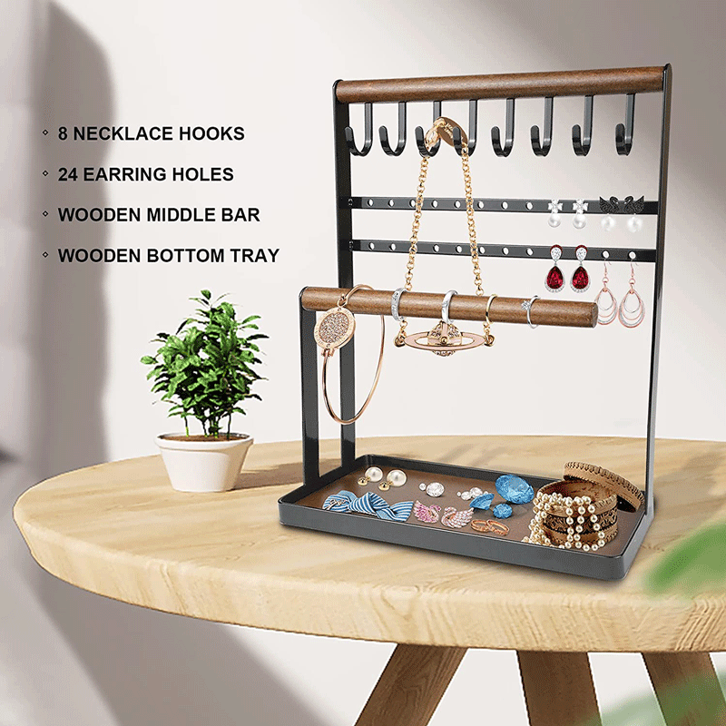 欧式铁艺首饰架桌面多层珠宝分类展示架耳环项链手镯饰品收纳挂架