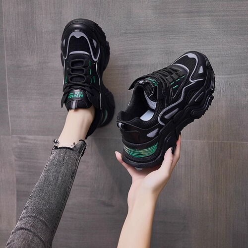 Ladies Casual Shoes 2025 Spring and Autumn Season Elevated Mesh Korean Style Student Thick Sole Outdoor Sports Dad Shoes Casual Versatile