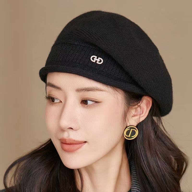 贝雷帽子女秋冬季时尚百搭针织帽子中老年毛线帽舒适保暖堆堆帽子|undefined