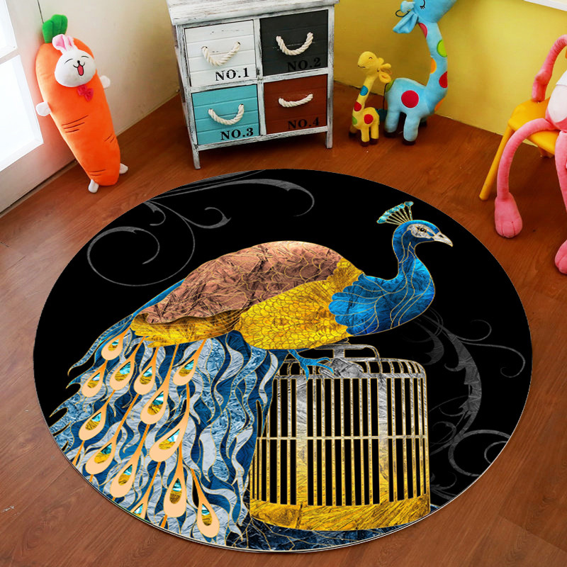 Transfronteriza de dibujos animados alfombra redonda dormitorio lindo cama completa estera de noche engrosada de terciopelo de cristal alfombra del piso de los niños alfombra de la habitación