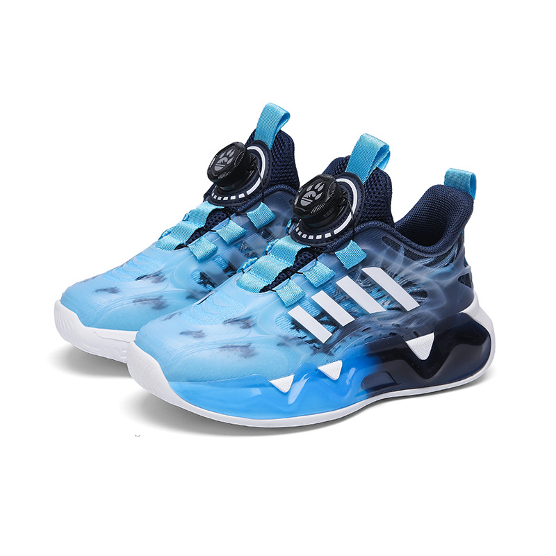 Chaussures de sport pour enfant en maille et cuir à fermeture rotative_voghion.com