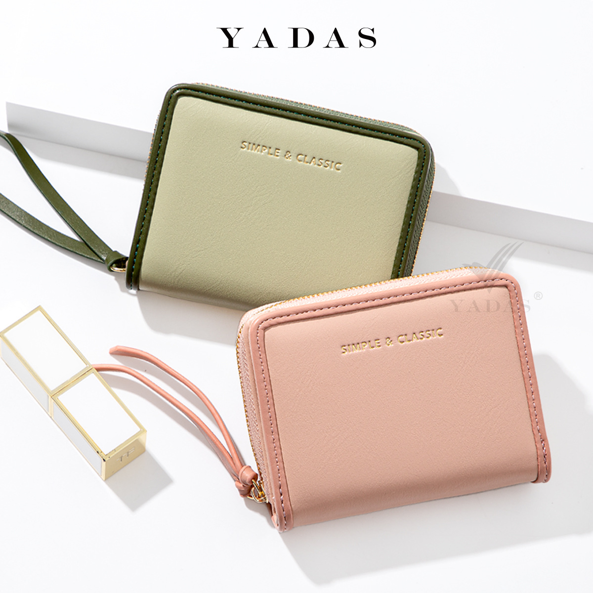 YADAS diseño original dos veces bolso de tarjeta de billetera bolsa de identificación lindo corto multi-tarjeta