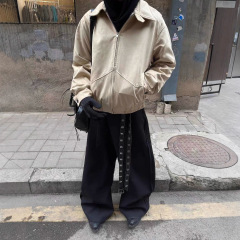 麂皮绒活页哈灵顿翻领夹克老钱风复古短宽cleanfit廓形男女外套潮