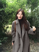 小个子英伦风灰色毛呢大衣外套女秋冬2025新款双面呢子中长款风衣
