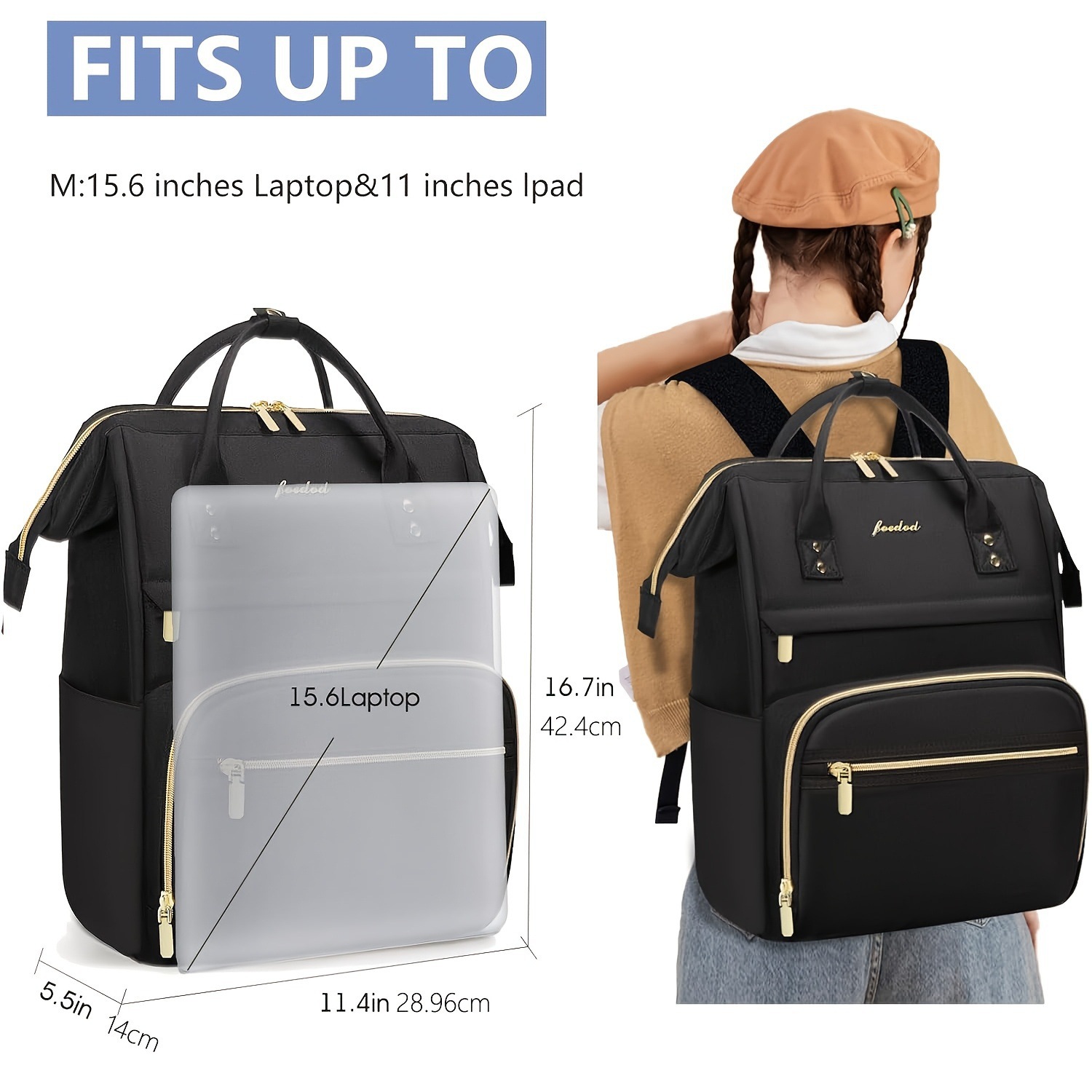 Mochila para portátil para mujer, bolso de viaje profesional de 15,6 pulgadas