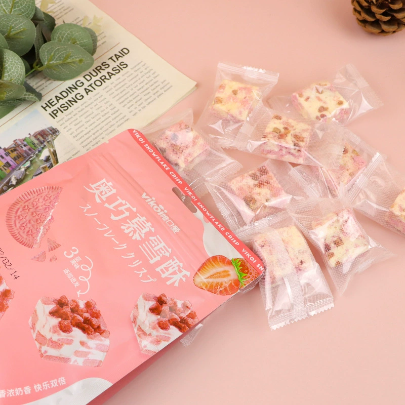 Weikou Ai Ouqiao Mu Snow Crispy 118g bag is delicious sandwich pastry cakes snowflower crispy snack food wholesale
