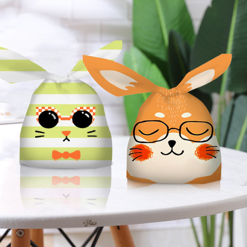  Year of the Rabbit Kindergarten Plastic Gift Bag Candy Dessert Baked Snowflake Crispy Nougat Rabbit Ears Packaging Bag