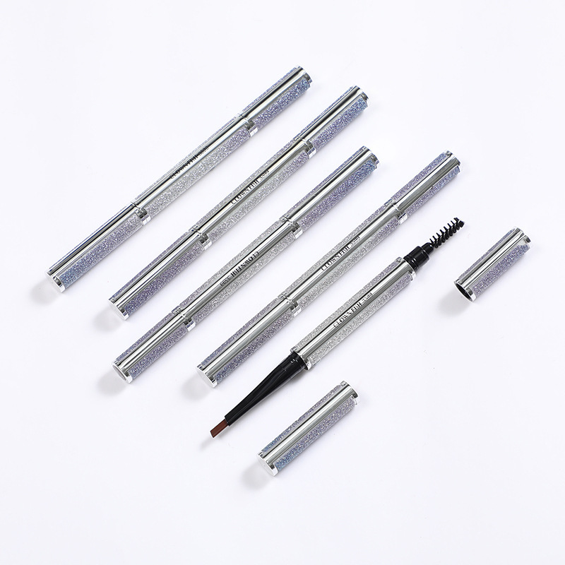 Maquillaje Pez payaso Pez pato Lápiz de cejas de núcleo plano Impermeable, a prueba de sudor, no se desvanece, duradero y no florece Polvo para cejas de doble punta para principiantes image 6