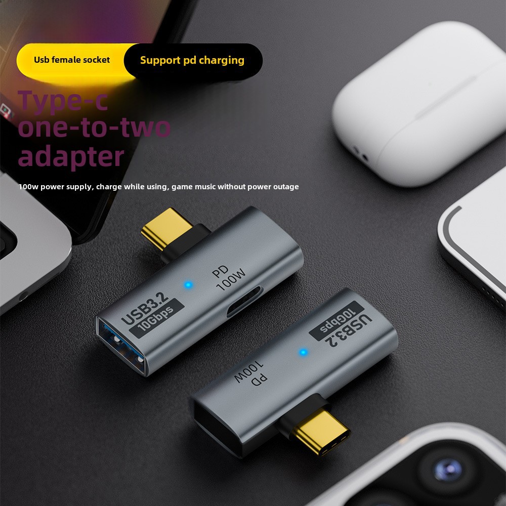 Cross-border two-in-one Multi-function adapter TYPE-C one-two simultaneous use U disk + PD100W converter
