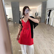 清仓不退换!原创设计2025夏气质镂空设计感亚麻吊带连衣裙 Z90313