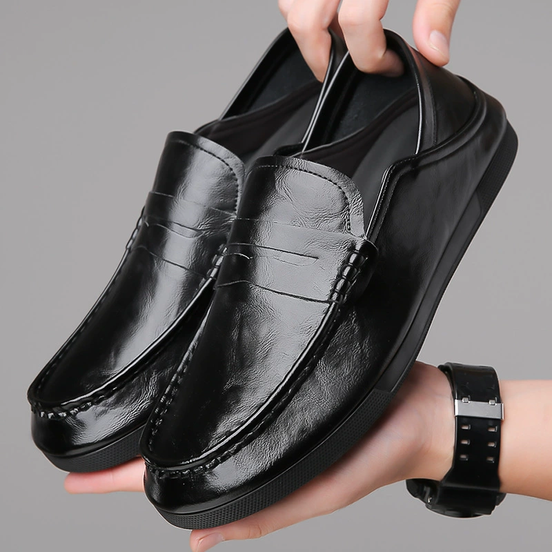 Весенне-осенние деловые повседневные кожаные туфли без шнуровки из воловьей кожи, мужские Модные защитные профессиональные деловые мужские свадебные туфли, кожаные туфли без шнуровки