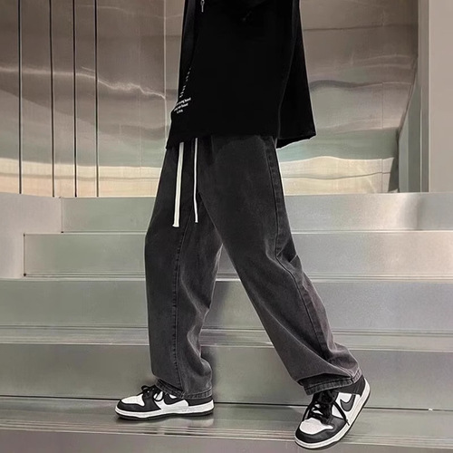 National Trend Loose Straight Leg Wide Leg Relaxed Straight Jeans for Men and Women High Street Fashion Streetwear Pants