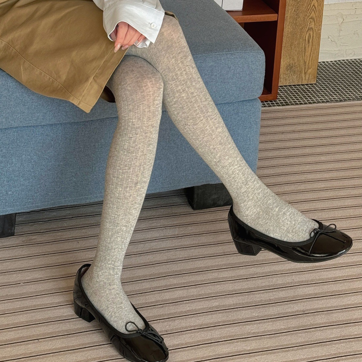 IOULOR Spring and Summer Korean Style Slim-fit Leggings Women's Anti-hook Pantyhose Cotton Vertical Pattern Leggings