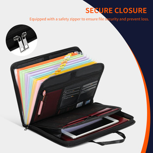 Amazon Cross-Border In-Stock Accordion Bag Fireproof Document Bag 12-Pocket Fireproof Receipt Storage Folder