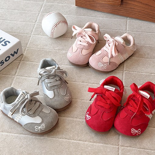 Girls' Moral Training Shoes 2025 Autumn New Kidsren's Sneakers Kindergarten Flower Embroidered Sports Shoes Soft Sole Forrest Gump Shoes